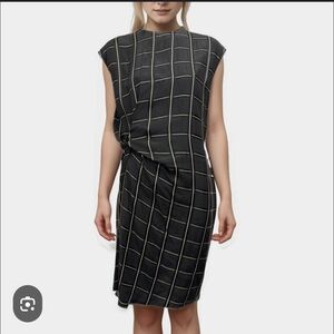 Lanvin Black Dress with Cream Windowpane Check